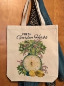 Cotton Canvas Tote Bags - Garden Herbs & Lemons